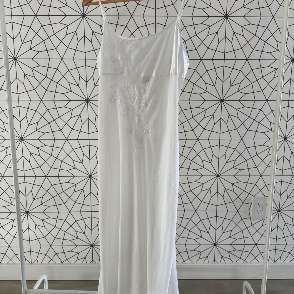 Bridal - Sophia by Delicates White Slip Dress – Floral Embroidered Maxi